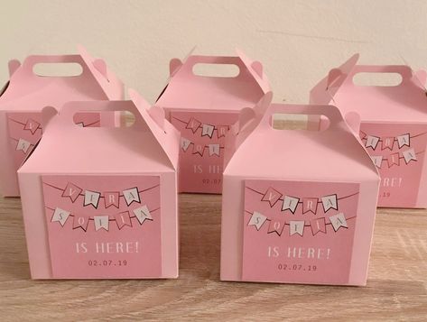 Baby Girl / Will You Moments Birth Announcement Boxes, Hamper Packing, Baby Announcement Cake, Twin Baby Announcements, Unique Birth Announcement, Baby Giveaways, Mithai Boxes