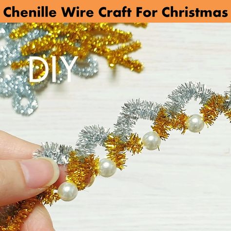 2 Easy Chenille Wire Crafts For Christmas Decoration | Watch 2 easy and unique chenille wire crafts. Chenille wire christmas wreath and chenille wire flower makinig. Pipe cleaners, Chenille stems crafts.... | By Creative Art & Craft Ideas Chenille Christmas Crafts, Wire Christmas Wreath, Chenille Stem Crafts, Crafts For Christmas, Art Craft Ideas, Chenille Crafts, Wire Flowers, Pipe Cleaners, Chenille Stems