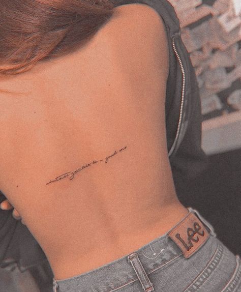 Horizontal Back Tattoo, Tattoos 2023, Writing Tattoos, Inspiration Tattoo, Back Tattoo Women, Word Tattoos, Tattoo Lettering, Korean Street Fashion, Tiny Tattoos