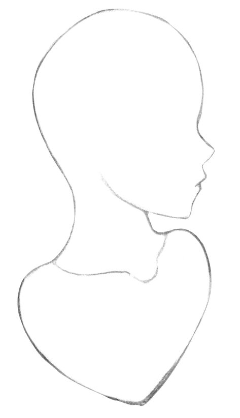 Art Base Side Profile, Anime Base Side Profile, How To Draw A Side Profile Female Faces Anime, Body Base Drawing Side Profile, Female Profile Drawing Reference, Faces Drawing Reference Female, Head Outline Drawing Female, Animated Side Profile, How To Draw Female Side Profile