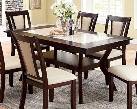 Furniture of America CM3984T Brent Rectangular Trestle Dining Table Brown Dining Room, Large Shelf, Wood Dining Room Table, Marble Top Dining Table, Counter Height Dining Table, Large Shelves, Dining Room Set, Glass Dining Table, Solid Wood Dining Table