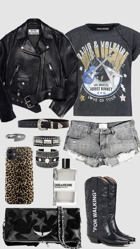 rock chic outfit #itgirl #rockstargirlfriend #rockchic #glamrock #messygirl #indiesleaze #2016vibes #rockstargf #tumblrgrunge #ootdinspo #outfit #pinterest #pinterestshuffle #zadigandvoltaire #acnestudios #fyp Early 2000s Rock Fashion, 80s Outfits Rock And Roll, Rock And Roll Party Outfit, Rock Chick Aesthetic, Rocker Chic Aesthetic, Bachlorette Party Outfits, Rocker Girl Outfits, Rock Chic Outfit, Rock N Roll Outfit