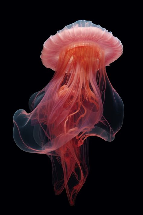 Red Jellyfish, Jellyfish Art, Deep Sea Creatures, Beautiful Sea Creatures, Pretty Animals, Arte Inspo, Ocean Creatures, Marine Animals, Ocean Animals