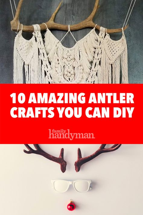 Antler Dream Catcher Diy, Antler Decoration Ideas, Macrame Antler Diy, Antler Crafts Projects, Crafts With Antlers, Deer Antler Decor Diy, Antler Art Projects, Elk Horn Decor Ideas, Diy Deer Antlers Decor