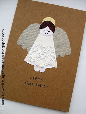 DIY:: How To: Vintage Angel Christmas Card but wouldn't it be cute on a package? Angel Christmas Cards, Christmas Card Tutorials, Angel Card, Vintage Angel, Christmas School, Christmas Card Crafts, Angel Christmas, Diy Christmas Cards, Card Tutorial