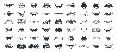 Doodle smile. Cartoon mouth with different face expression, laugh anger and scary emotion pop art sketch. Vector hand drawn funny mouths isolated collection Cartoon Eye Expressions, Shelter Drawing, Pop Art Sketch, Expression Cartoon, Creative Exercises, Funny Mouth, Cartoon Mouths, Cartoon Pop, Cartoon Smile