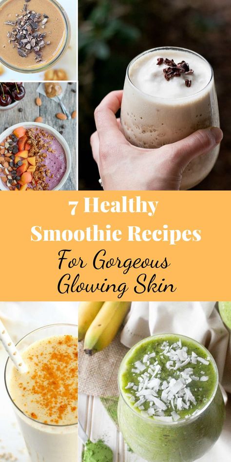 Glow Smoothie Recipe, Skin Care Smoothie Recipes, Whole Food Smoothie Recipes, Glowing Skin Smoothie Recipes, Hydrating Smoothie Recipes, Healthiest Smoothie Recipes, Smoothie Recipes For Clear Skin, Skin Healthy Foods, Smoothies For Skin