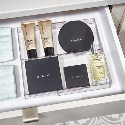 Our Favorite Products From The Home Edit's Line | The Everymom Perfume Drawer, Hair Tool Organizer, Narrow Shelves, Makeup Drawer Organization, Home Edit, Vanity Drawers, The Home Edit, Stylish Storage Solutions, Organization Solutions