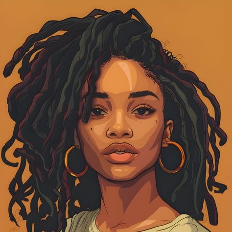 Locs Animation, Loc Drawings, Woman Locs, Woman With Locs, Tufting Ideas, Ipad Ideas, Black Woman Art, Image Svg, Afrocentric Art