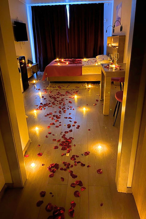 Couples Romance Bedroom Ideas
#RomanticBedroom #LoveNest #RomanticDecor #BedroomGoals #RomanticGetaway #BedroomDesign #AnniversaryIdeas #LoveAndPassion Bedroom Surprise For Him Romantic, Proposal Room Decor, Romantic Room Set Up, Wedding Night Decorations Bedroom, Romantic Candles Aesthetic, Romantic Set Up At Home, Romantic Surprise For Him, Romantic Home Dinner, Decorated Hotel Room