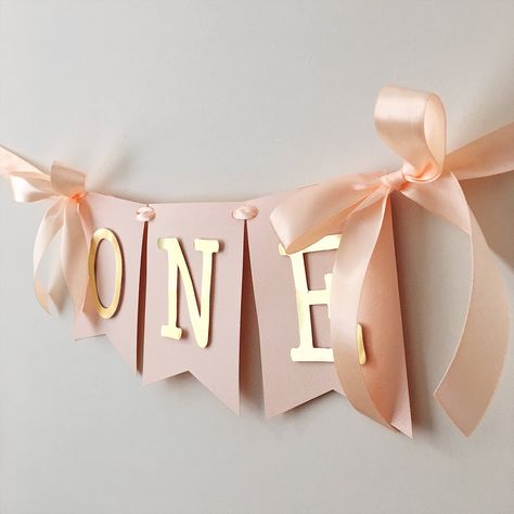 1 St Birthday, 1st Birthday Party For Girls, Birthday Presents For Girls, One Year Birthday, 1st Birthday Banners, 1st Birthday Decorations, First Birthday Decorations, Blush Gold