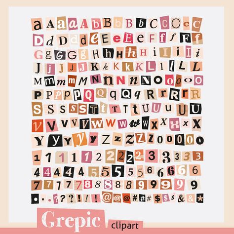 All sizes | Alphabet: Paper Cut Alphabet pink / orange / beige clipart pack for scrapbooking, card making, invites | Flickr - Photo Sharing! Clip Art Alphabet Letters, Pink Magazine Letters, Letter Design Aesthetic, Pink Letters Aesthetic, Pink Design For Scrapbook, Pink Letters Alphabet, Fonts Alphabet Aesthetic, Pink Alphabet Letters, Alphabet Aesthetic