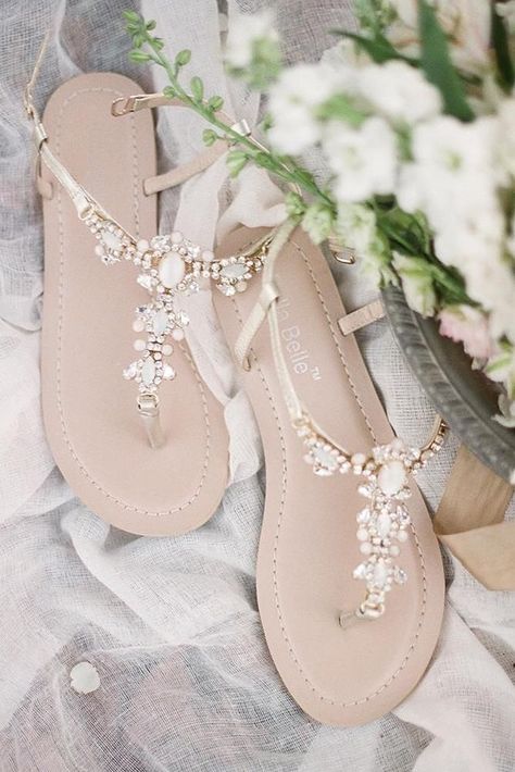 30 Officially The Most Gorgeous Bridal Shoes ❤️  gorgeous bridal shoes sandals with stones for beach bellabelleshoes #weddingforward #wedding #bride Best Bridal Shoes, Summer Wedding Shoes, Sandal Tali, Wedding Shoes Sandals, Hak Tinggi, Beach Wedding Sandals, Shoe Room, Bohemian Sandals, Wedding Boots