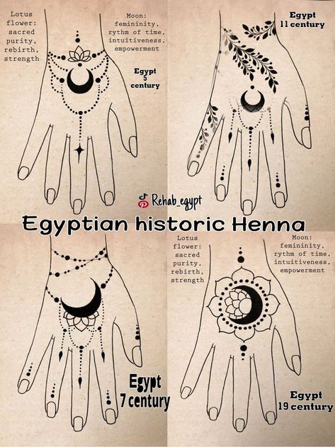 Henna Designs Egyptian, Zodiac Henna Designs, Hand Henna Tattoos Simple, Moon Phase Henna, Permanent Henna Tattoo Designs, Henna Moon Tattoo, Moon Mendhi Designs, Spiritual Henna Designs, Egyptian Henna Design