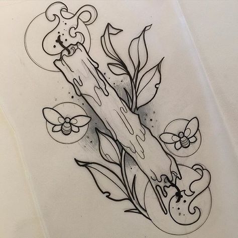 Burning the candle at both ends..but ironically a slow day!🕯🕯 Flash Art Tattoos, Candle Drawing, Candle Tattoo, Kunst Tattoos, Desenho Tattoo, Tattoo Flash Art, Neo Traditional, Flash Art, Tattoo Design Drawings