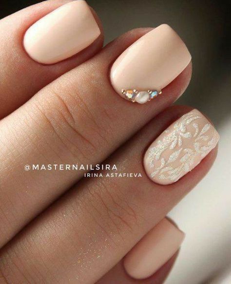 Peach Wedding Nails, Simple Wedding Nails, Wedding Nail Art, Wedding Nail Art Design, Nails For Bride, Natural Nail Designs, Peach Nails, New Nail Designs, Wedding Nail