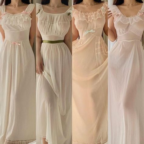 Vintage Pjs Nightgowns, Princesscore Nightgown, Vintage Night Gown Aesthetic, Vintage Sleeping Gown, Pretty Night Gowns, Princess Nightgown Vintage, Pink Nightgown Aesthetic, Sleeping Gown Aesthetic, Night Dresses For Women Sleep