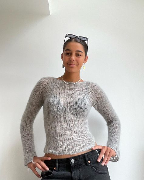 More pics of this grey mohair sweater :)) | Instagram Mohair Knit Pattern, Grey Crochet Projects, Crochet Mohair Sweater, Mohair Sweater Pattern, Mohair Knit Sweater, Mohair Crochet, Mohair Sweater Knit, Knit Projects, Knit Ideas