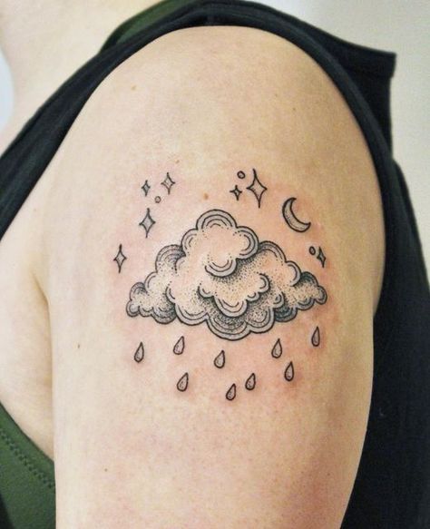 Rain Cloud Tattoos, Cloud Tattoos, Cloud Tattoo Design, Rain Tattoo, Storm Tattoo, Sky Tattoos, Nyc Tattoo, Tattoo Outline Drawing, Cloud Tattoo