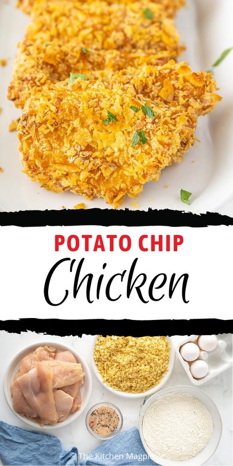 Chip Chicken Tenders, Crispy Fried Chicken Tenders, Chip Chicken, Oven Fried Potatoes, Potato Chip Chicken, Fried Potato Chips, Baked Potato Chips, Potato Chip Recipes, Chicken And Chips