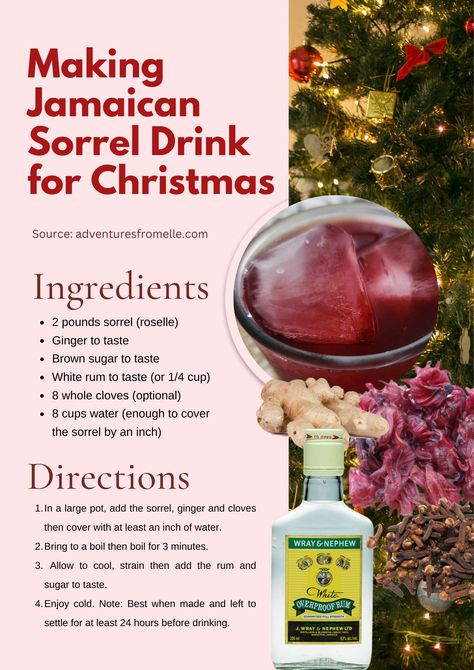 Sorrel Drink Caribbean, Drink Punch Recipes, Sorel Drink Recipes, Sorrell Recipe, Sorrel Cocktail Recipe, How To Make Sorrel Drink, Jamaican Sunday Dinner, Roselle Recipe, Sorrel Recipe Jamaican