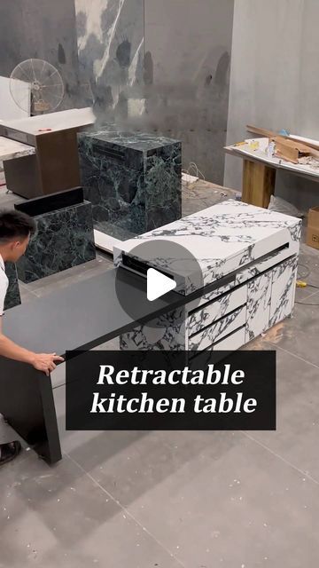 The open kitchen design does not have a traditional dining table. This is very useful. The island can store dishes and has a large storage... | Instagram