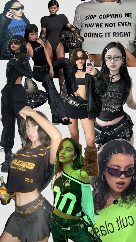 Brat Club Outfit, Brat Rave Outfits, Brat Summer Outfit Aesthetic, Charlie Xcx Outfits Brat, Brat Summer Aesthetic Outfit, Brat Themed Outfit, Rave Fit Ideas, Brat Inspired Outfits, Brat Party Outfit