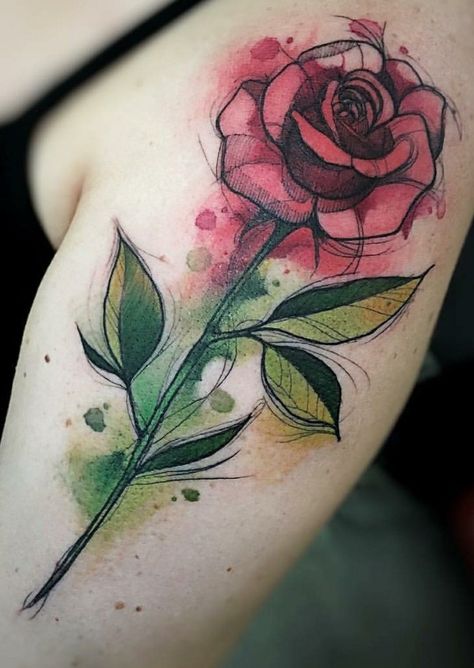 Pretty Flower Tattoos, Watercolor Rose Tattoos, Rose Drawing Tattoo, Rose Tattoos For Women, Flower Wrist Tattoos, Old School Tattoo Designs, Pretty Tattoos For Women, Tatuaje A Color, Rose Tattoo Design