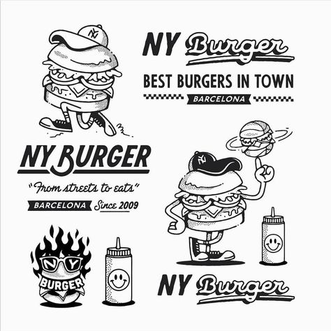 Fried Cactus, Burger Branding, Burger Cartoon, Badge Logo Design, Modern Line Art, Art Text, No Bad Days, Brand Assets, Retro Logos