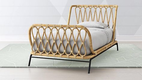 Smooth Curved Rattan Single Bed | Etsy Kids Twin Bed Frame, Country Bedroom Design, French Country Decorating Bedroom, Bed Crate, Kids Twin Bed, Kids Bed Frames, Rattan Bed, French Country Bedrooms, Full Bed Frame