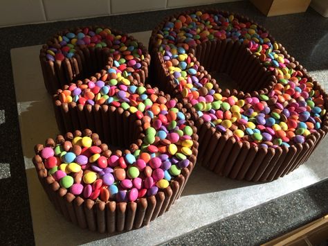 3 0 chocolate finger and smarties, chocoholics 30th birthday cake Number 12 Cake, Chocolate Finger Cake, Smarties Chocolate, 30th Birthday Cakes For Men, Smarties Cake, Kitkat Cake, Kit Kat Cake, Number Birthday Cakes, 18th Cake