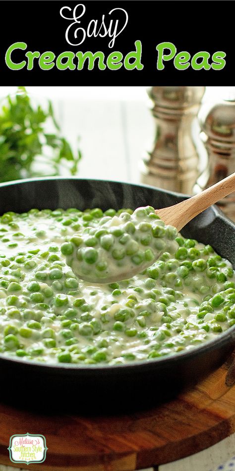 Easy Creamed Peas Recipe, Pea Sides, Cream Peas Recipe, Easy Creamed Peas, Creamed Peas Recipe, Creamed Peas, Peas Recipe, Bean Cakes, Vegetarian Life