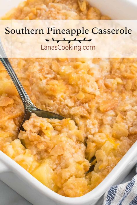 Southern Pineapple Casserole Pineapple Souffle Recipe, Pineapple Casserole Recipe, Cheese And Pineapple, Pineapple Casserole, Pineapple Salad, Southern Recipes Soul Food, Fruit Crisp, Cheese Casserole, Hawaiian Food