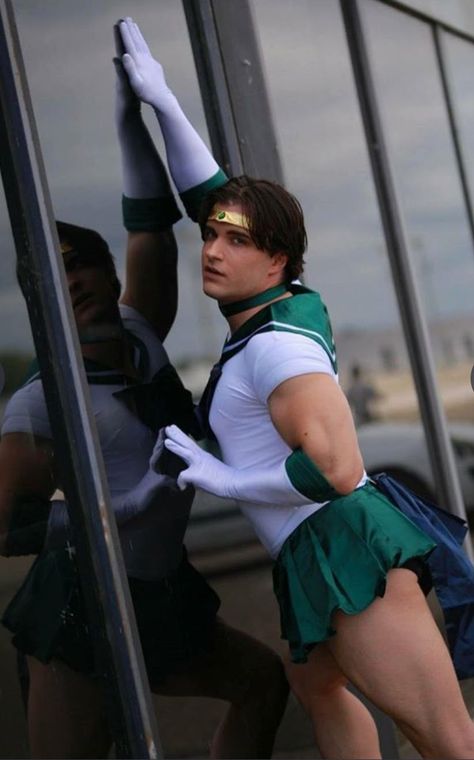 Sailor Outfit Mens, 2 People Halloween Costumes, Sailor Neptune Cosplay, Gender Bend Cosplay, Gay Costume, Stock Photos Funny, Men Wearing Skirts, Men In Heels, Sailor Neptune