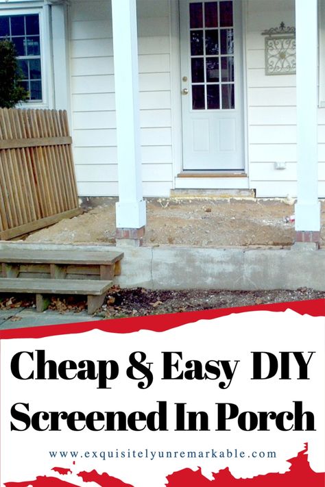 Cheap and Easy DIY Screened porch Diy Back Porch Ideas, Diy Back Porch, Diy Screened In Porch, Enclosed Front Porch Ideas, Small Screened Porch, Screened Front Porches, Small Back Porches, Closed In Porch, Screened Back Porches