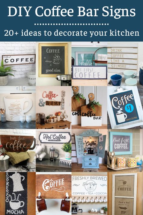 Coffee Bar Sign Ideas, Bar Sign Ideas, Coffee Signs Diy, Coffee Station At Home, Bar Signs Diy, Signs To Make, Diy Coffee Station, Coffee Bar Station, Coffee Area