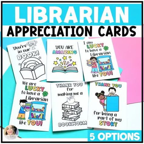 Librarian appreciation | TPT Librarian Appreciation, Principal Appreciation, Writing Station, The Librarian, Community Helper, School Librarian, Appreciation Cards, Gifts For Librarians, Printable Greeting Cards