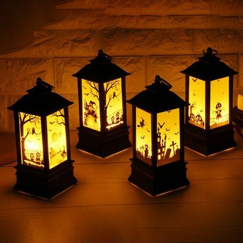 For Halloween Vintage Lantern Party Hanging Decor LED Light Lamp Portable Nightlight(B- Pumpkin) - Walmart.com Halloween Party Table Decorations, Room Door Decorations, Halloween Lamps, Halloween Party Table, Halloween Lanterns, Led Light Lamp, Flameless Led Candles, Vintage Lanterns, Centre Commercial