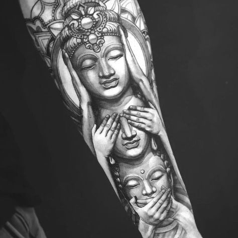 See No Evil, Speak No Evil, Hear No Evil Tattoo | Tattoo Ideas and Inspiration | Buddha tattoo sleeve, Buddhist tattoo sleeve, Evil tattoos