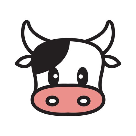 cara linda caricatura pequeña vaca diseño de logotipo vector gráfico símbolo icono ilustración idea creativa Cartoon Cow Face, Cow Drawing Easy, Dibujo Simple, Cow Drawing, Acrylic Painting Diy, Cartoon Cow, Cow Face, Music Drawings, Animal Doodles