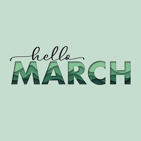 Debbie | Lettering Artist on Instagram: “Hello March! 💚 #letterwithusin2020 . I used a fabulous tutorial from @everytuesday to create this IPad piece.  Search for her paper cut out…” March Clipart, March Bullet Journal, Hello March, Paper Cutout, Birth Month, Artist On Instagram, Paper Cut, Zodiac Signs, Slides