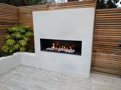 Outdoor gas fireplace 1800mm wide with TV over. | Frameless outdoor gas fireplaces Outdoor Fireplaces, Modern Outdoor Fireplace, Contemporary Fire Pit, Outside Fireplace, Wall Fires, Outdoor Gas Fireplace, Gas Fireplaces, Backyard Fireplace, Your Drawing