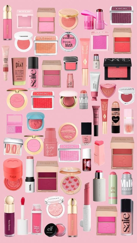 Makeup Collage, Preppy Makeup, Makeup Bag Essentials, Bag Essentials, Makeup Obsession, Pink Makeup, Sephora Makeup, Essential Bag, Friend Birthday Gifts