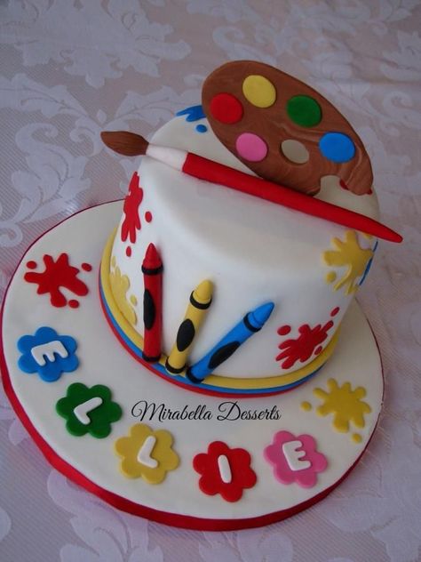 Little artist cake - Cake by Mira - Mirabella Desserts More Art Party Cakes, Artist Birthday Party, Art Birthday Cake, Artist Cake, Painting Birthday Party, Artist Birthday, Painting Birthday, Art Birthday Party, Childrens Birthday Cakes