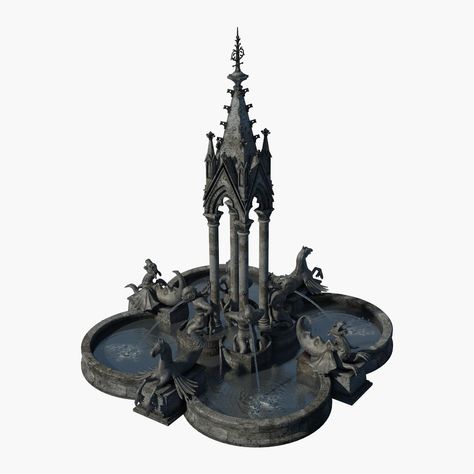 Gothic Fountain, Gothic Gate, Minecraft Fountain, Water Modeling, Gothic Windows, Gate, Minecraft, Royalty Free, Models