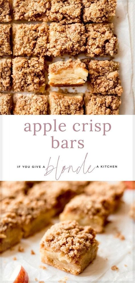 Essen, Recipe For Apple Crisp, Apple Bar Recipes, Apple Crisp Bars, Apple Crisp Bars Recipe, Apple Crumble Bars, Apple Crisp Dessert, Homemade Apple Crisp, Apple Slice Recipe