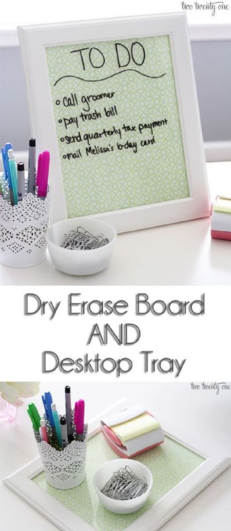 Diy Office Organization, Cubicle Decor, Diy Office, Diy Desk, Work Desk, A Desk, Dry Erase Board, Ikea Hacks, Organization Bedroom