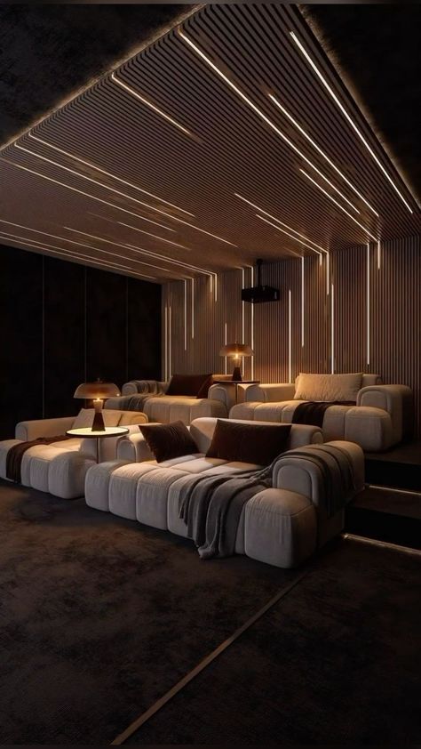 Luxury Home Cinema Room, Small Theater Room, Small Theatre Room Ideas, Theatre Room Ideas, Home Theater Lighting, Home Theater Room Design, Theater Room Design, Home Cinema Room, Home Theater Rooms