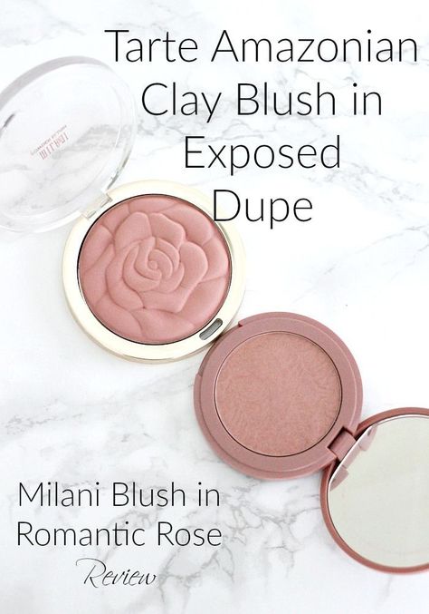 Tarte Amazonian Clay Blush in Exposed Dupe | Milani Blush in Romantic Rose Review Tarte Amazonian Clay Blush, Non Toxic Makeup Brands, Milani Blush, Makeup Guide, High End Makeup, Rose Blush, James Charles, Makeup Obsession, Drugstore Makeup