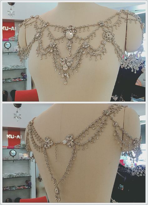 Shoulder Chain Jewelry, Shoulder Jewelry, Shoulder Necklace, Couture Embroidery, Handwork Embroidery Design, Couture Details, Body Chain Jewelry, Fantasy Jewelry, Dress Jewelry